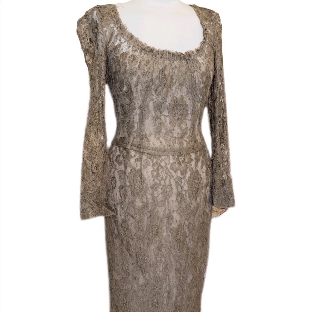 Dolce & Gabbana Olive Lace Dress Size 42